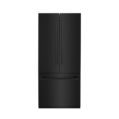 ZLINE 36 in. 19.6 cu. ft. French Door Built-In Bottom Freezer Refrigerator with Water Dispenser and Ice Maker in Black Stainless Steel (RBIV-BS-36)