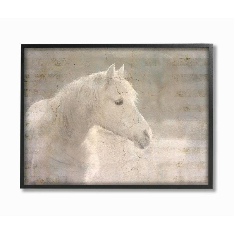 «Horse», peinture, H 24 po x l 30 po x P 1,5 po, Giclée encadrée noir minuit