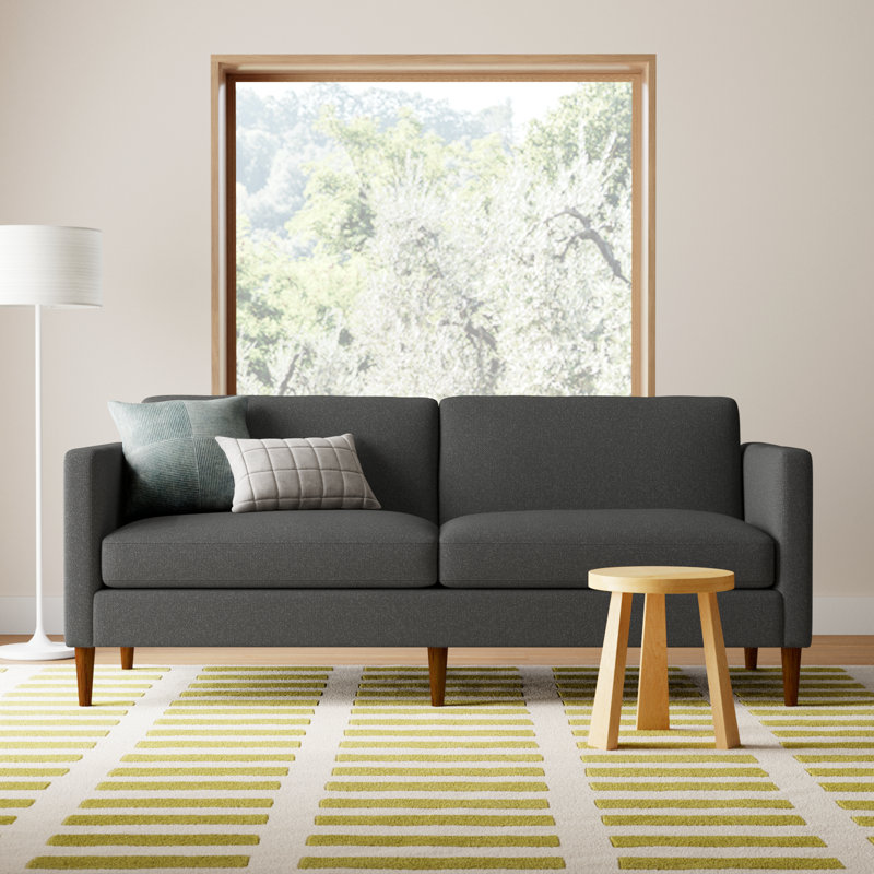 Clifford 87" Upholstered Custom Sofa, Davis Smoke Bouclé