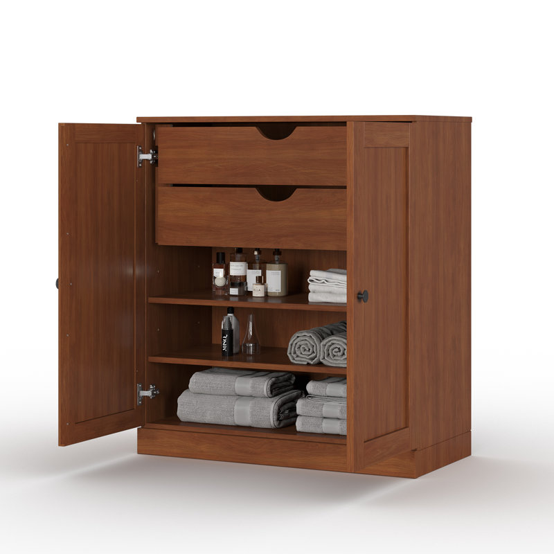 Palace Imports 100% Solid Wood 32" Bathroom Storage Cabinet with Shaker Doors, 2-Drawers & Adjustable Shelves, Mocha