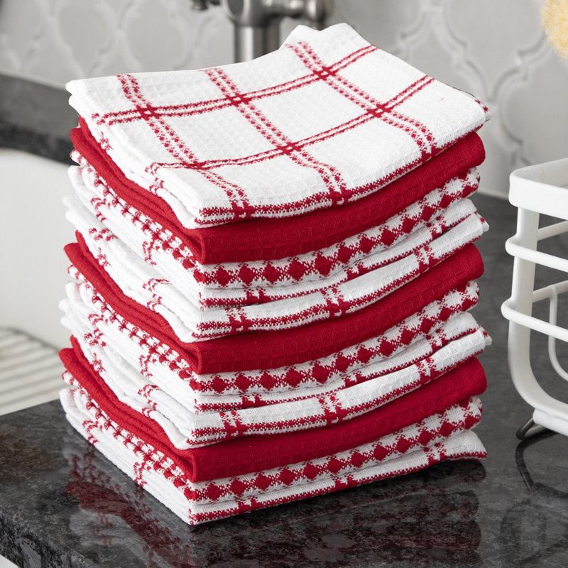 T-fal Flat Waffle Kitchen Dishcloth Set, Red