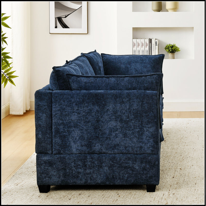Canapé d'angle Comfy Cloud Couch 4 places avec 2 poufs, canapé-lit en chenille à assise profonde pour un confort optimal dans votre salon