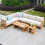 Ensemble de conversation d'extérieur modulaire pour patio en acacia 6 pièces avec coussins