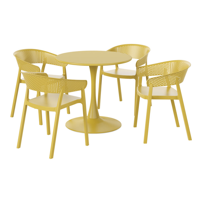 Ensemble repas extérieur pour 4 personnes, H 29 po x l 31,5 po x P 31,5 po, Jaune, 4