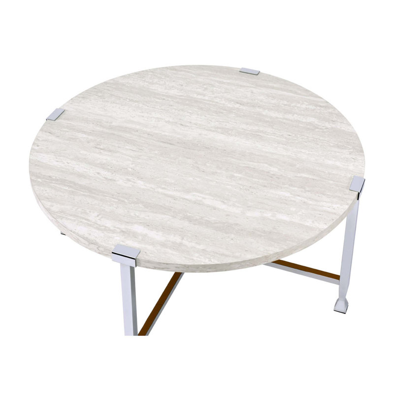 Table basse ronde avec cadre en métal
