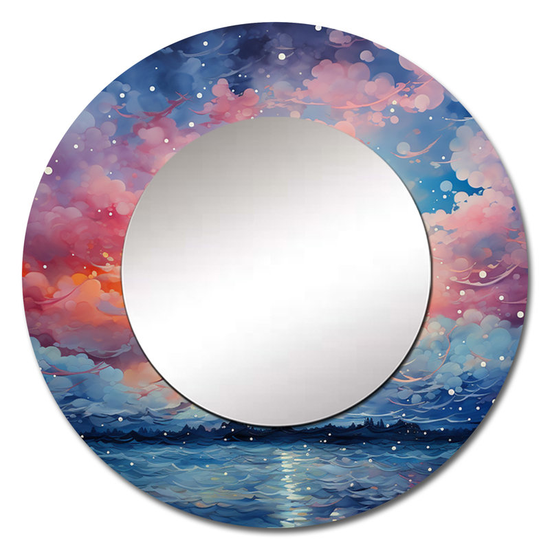 Photo colorée ciel illusion éthérée I - décoration murale miroir rond ciel, 29 po x 29 po