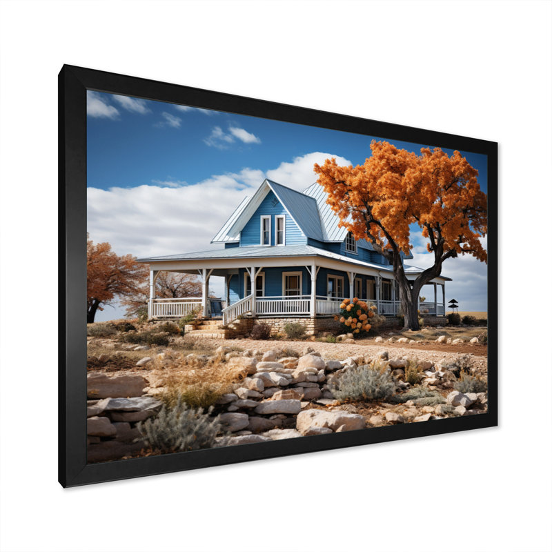 " Farmhouse Quaint Homestead ", 30" H x 40" W x 1.5" D, Black Picture Framed
