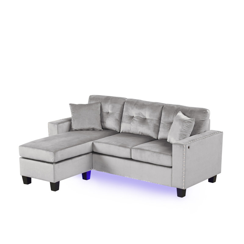 Velvet Reversible Sectional Sofa