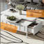 Table basse à plateau relevable avec 2 tiroirs, table basse moderne avec plateau pliable-104163006
