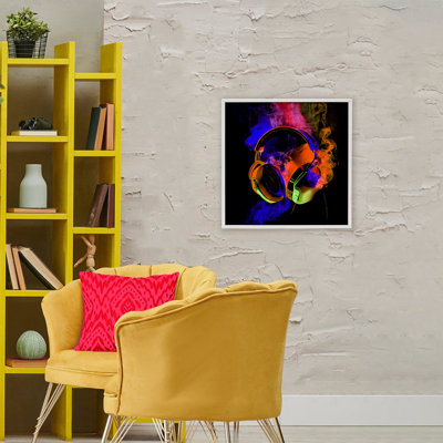 Power Play Headphones Framed Giclee, design by Sasha