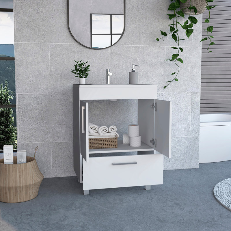 Meuble-lavabo simple blanc 2 portes