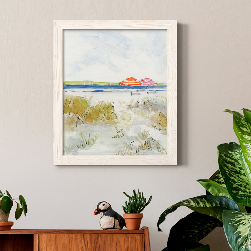 «Sketchy Beach II», peinture sur toile encadrée, H 20 po x l 17 po x P 1,5 po, Cadre blanc