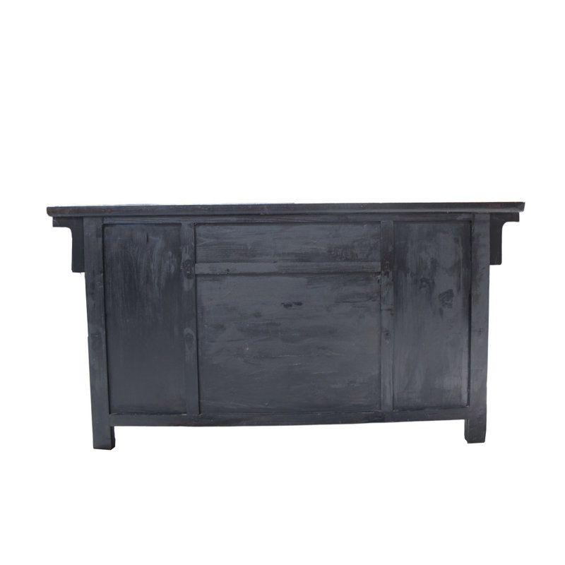 Vintage Chinese Four-Door Cabinet with Hand-Painted Floral and Bird Panels