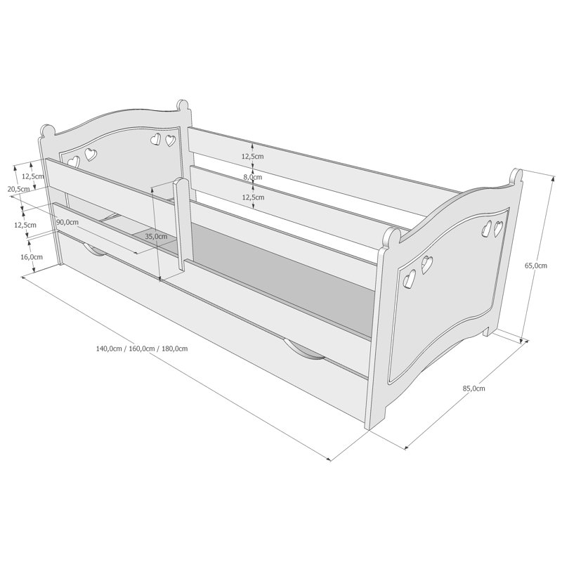 Raymond Cabin Bed with Storage Included, Blue, European Toddler (80 x 160cm), 80 x 160cm