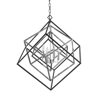 Goulart 4 - Light Steel Dimmable Geometric Chandelier