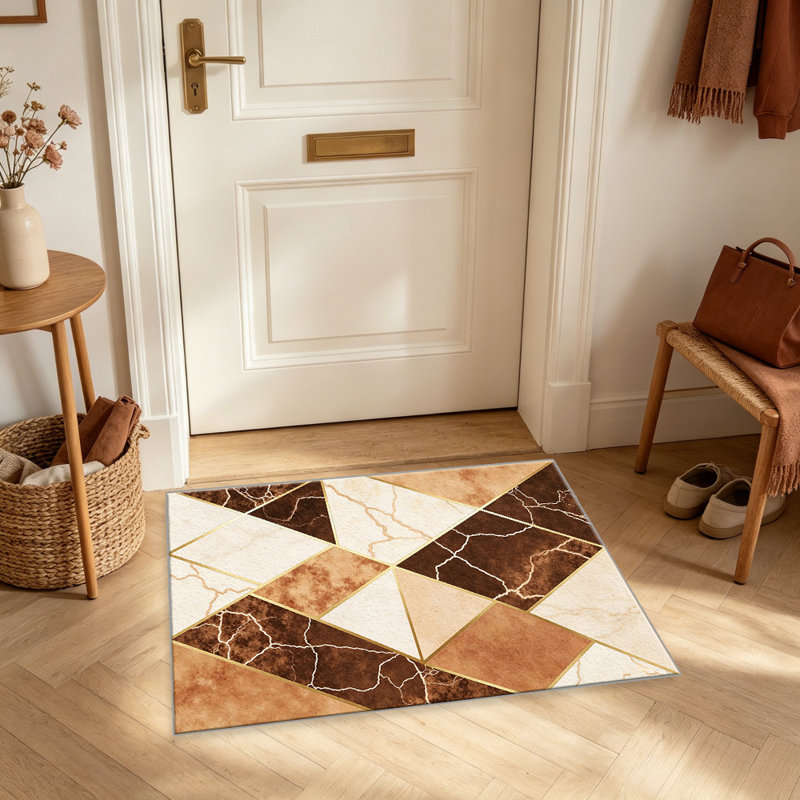 Marble Geometric Terracotta carpet-easy to clean, machine-washable, soft and comfortable; suitable for door mats, kitchens, living rooms, bedrooms, corridors, and laundry areas. Easy to clean, durable carpet for home decoration.