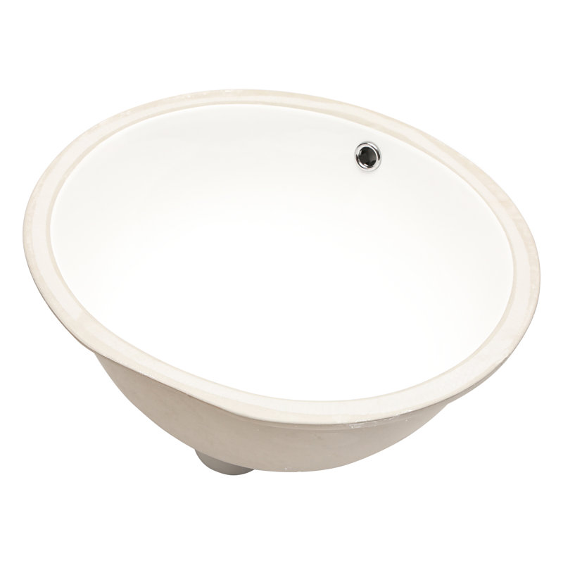 19"X16" Oval Shape Ceramic Bathroom Sink - Pure White Undermount Lavatory Basin With Overflow, Low Water Absorption, Acid Resistance, No Faucet Holes, Attractive Design Practical And Fashionable