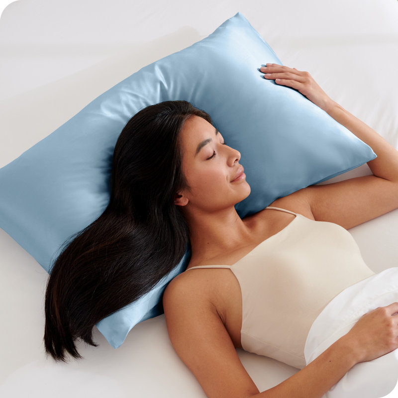 Soft Poly Satin Pillowcase Set, Blue