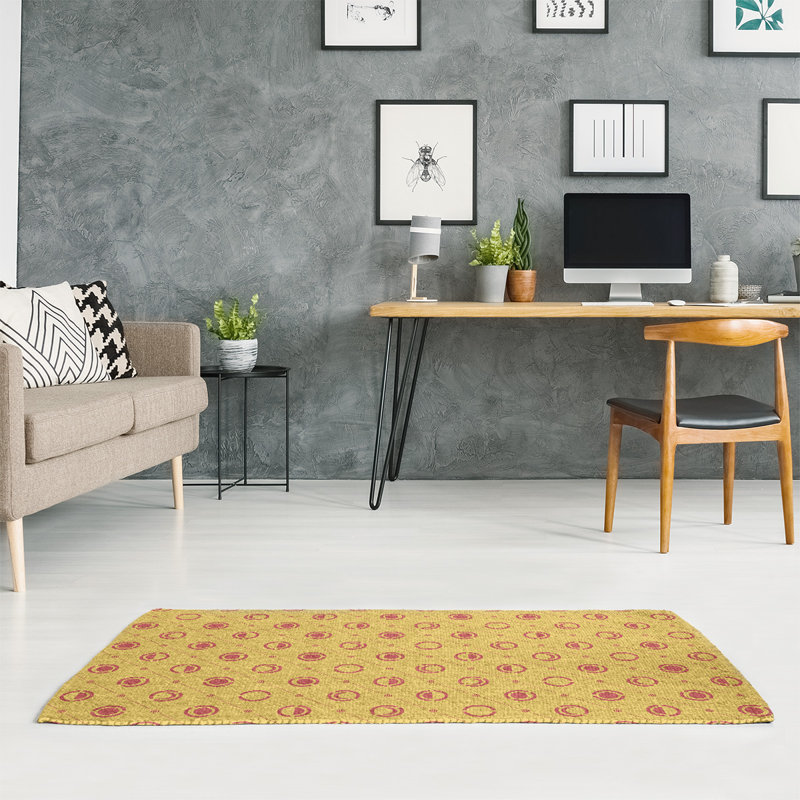 Tapis de zone jaune/rouge moon phases, Rectangle 9 pi x 12 pi