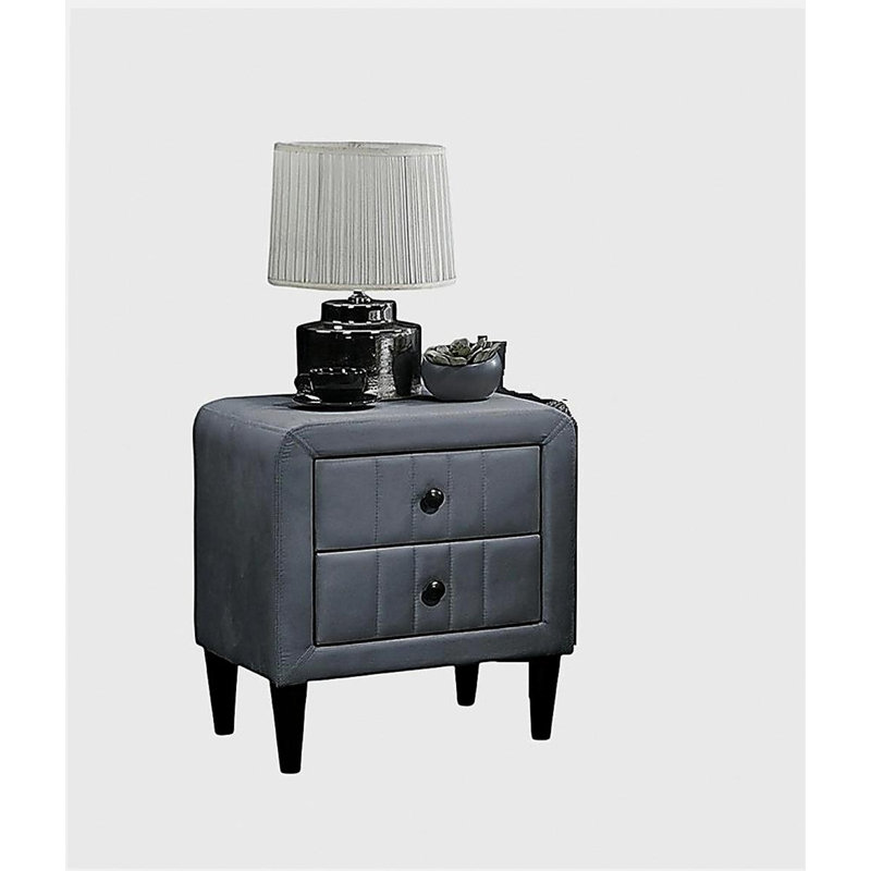 Velours gris magnifique table de chevet 1pc table de chevet 2 tiroirs meubles de chambre à coucher design élégant, Gris