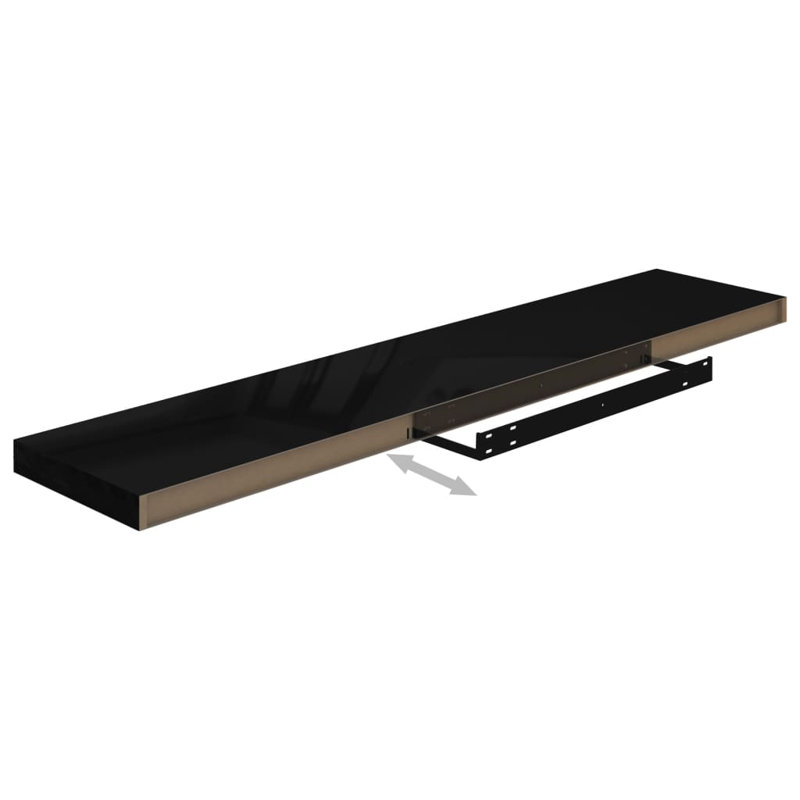 Arson 2 Piece Floating Shelf, 3.8cm H x 23.5cm W x 120cm D, High Gloss Black
