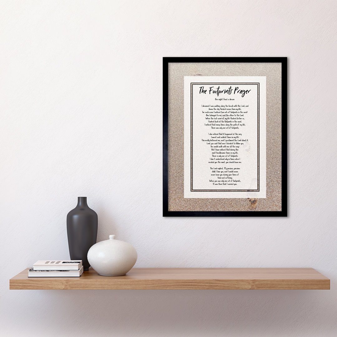 Christian Jesus Footprints In The Sand Poem Inspirational - Single Picture Frame Print