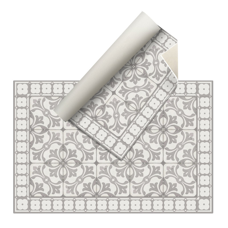 Emitt Vinyl Machine Printed Area Rug, Rectangle 4'4.4" x 6'6.7"