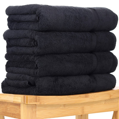 Ensemble de serviettes de bain 27 po x 54 po - noir, serviettes de bain - lot de 4