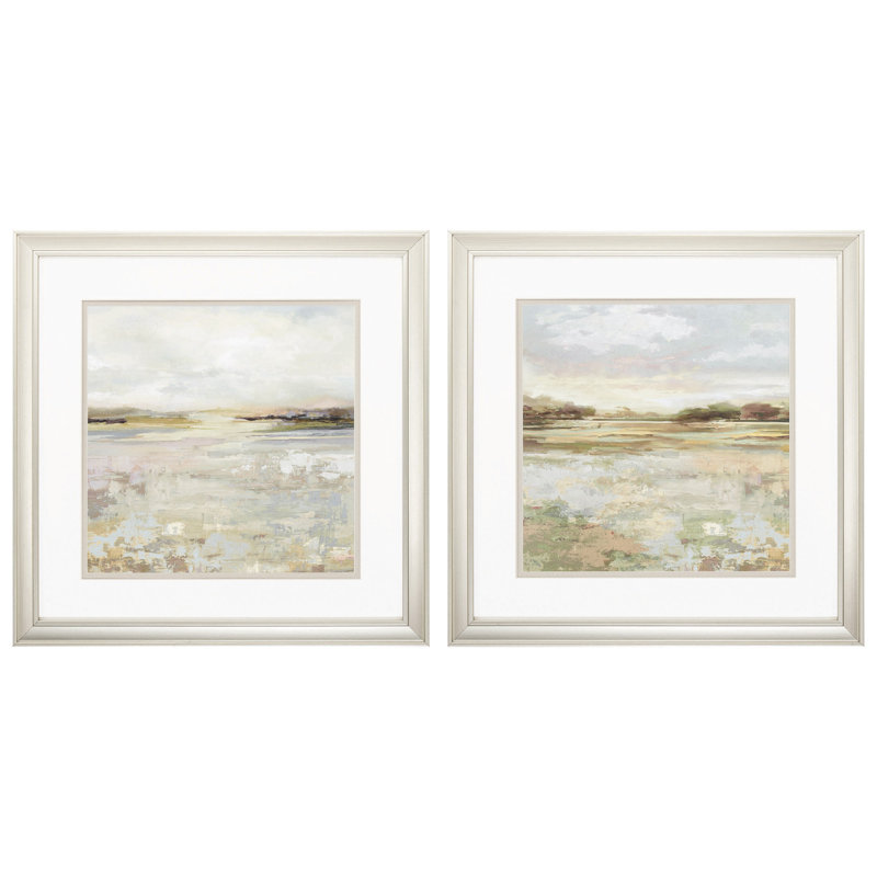 18" Sunset Landscapes Champagne Framed Wall Decor