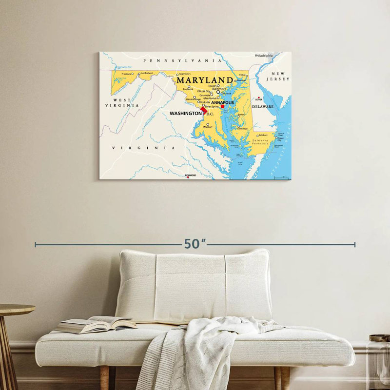 Carte d'Aliaz, Maryland, H 24 po x l 36 po