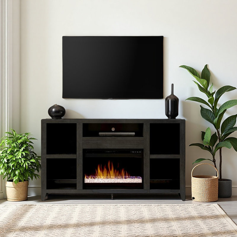 Console multimédia 60 po avec rangement pour téléviseur de 65 po ou moins, finition moka