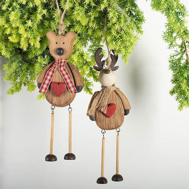 Ensemble de 2 figurines suspendues ours et renne
