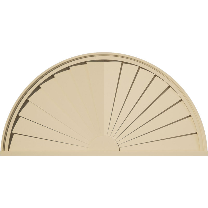 Demi-rond signature fronton en uréthane, brun clair apprêté, 44 po x 22 po x 2 po, Aucune, Rayons de soleil