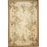 Hand-Knotted High-Quality Green, Ivory, and Pink Area Rug