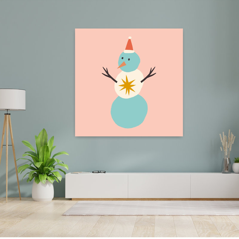 «Happychristmasno23», impression d'art mural minimaliste fantaisiste, paysage d'hiver, 48" H x 48" W