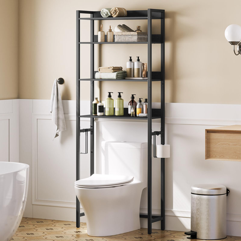 Support de rangement à 4 niveaux au-dessus de la toilette, Noir