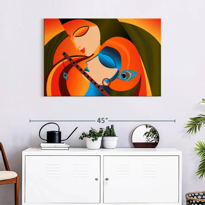 Radha Krishna Madhubani sur impression sur toile
