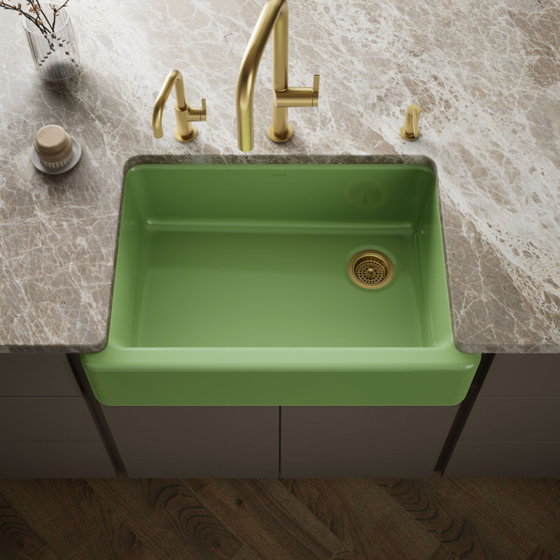 Whitehaven® 33" x 22" Self-Trimming Under-Mount Single-Bowl Kitchen Sink with Tall Apron, Almond