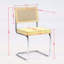 Ensemble de 2 chaises de salle à manger de style Mid-Century moderne en velours avec dossier en canne naturelle et base chromée, confortable et élégant-134682471