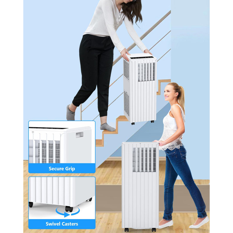 Climatiseur portatif de 8 000 BTU, refroidit les pièces jusqu'à 350 pieds carrés, unité 3-en-1 avec modes ventilateur et déshumidificateur, comprend une télécommande, une minuterie 24H, un ensemble facile à installer et des roulettes pour le bureau de la chambre à coucher
