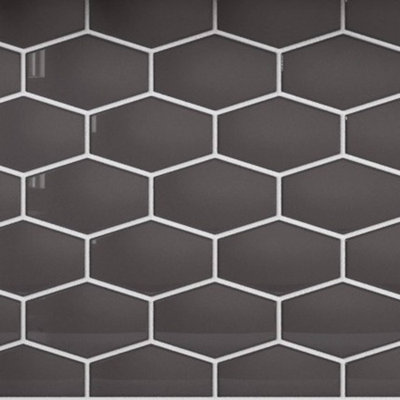 Long Hex 10.60in.x11 in. Glass Mosaic Tile