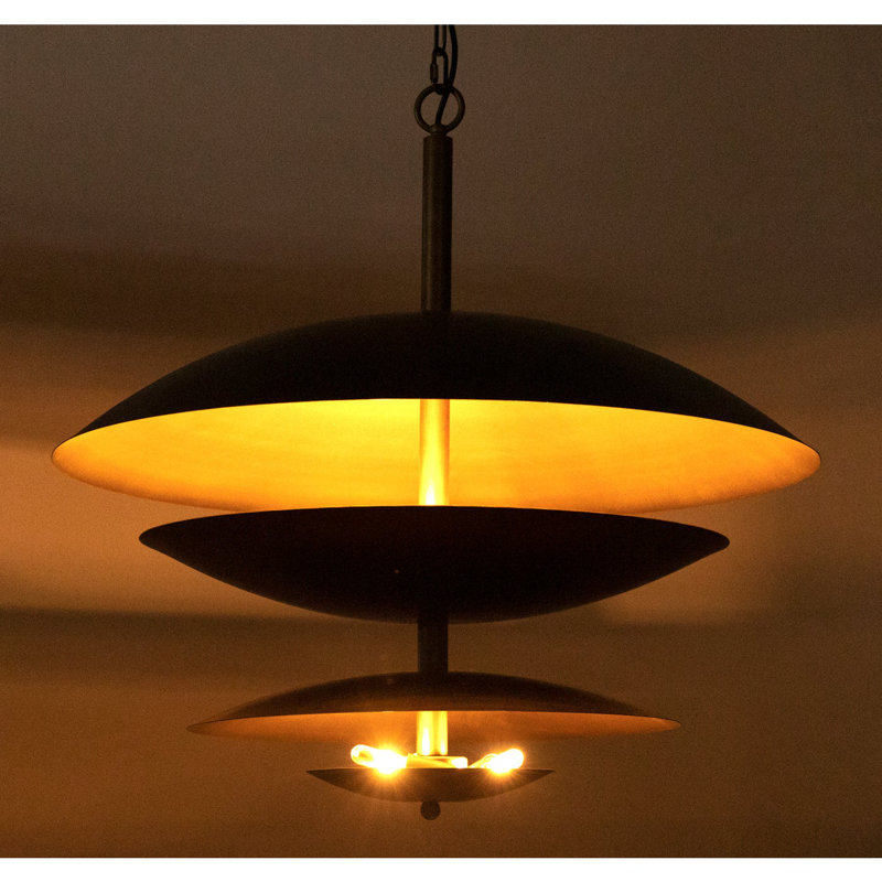Aged Brass 8-Light Tiered Chandelier with Metal Finish
