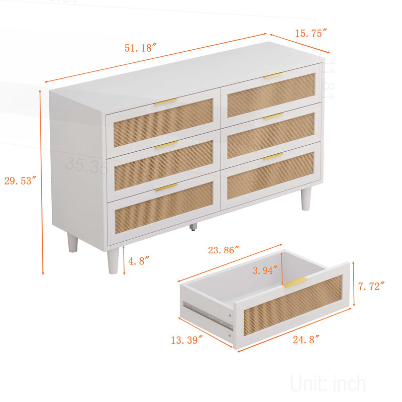 Storage Cabinet, 29.53" H x 51.18" W x 15.75" D, White/Natural 1