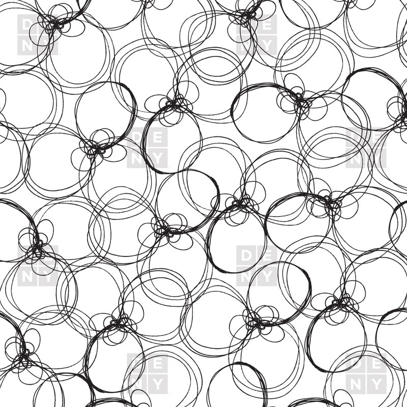 Rideau de douche simple Circles, Blanc ronds noirs