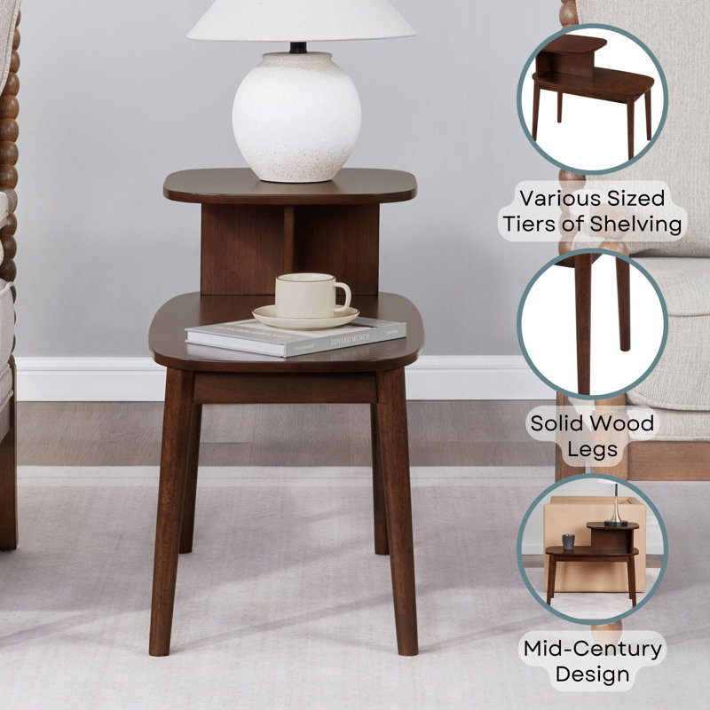 Darcey 24" Tall 2 Tier Chairside End Table End, Espresso