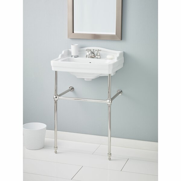 Belle Epoque Console Sink 35.5 in. White Bathroom Console Sinks with Chrome  Bistro Legs and 8 in Widespread Faucet Holes, Renovators Supply