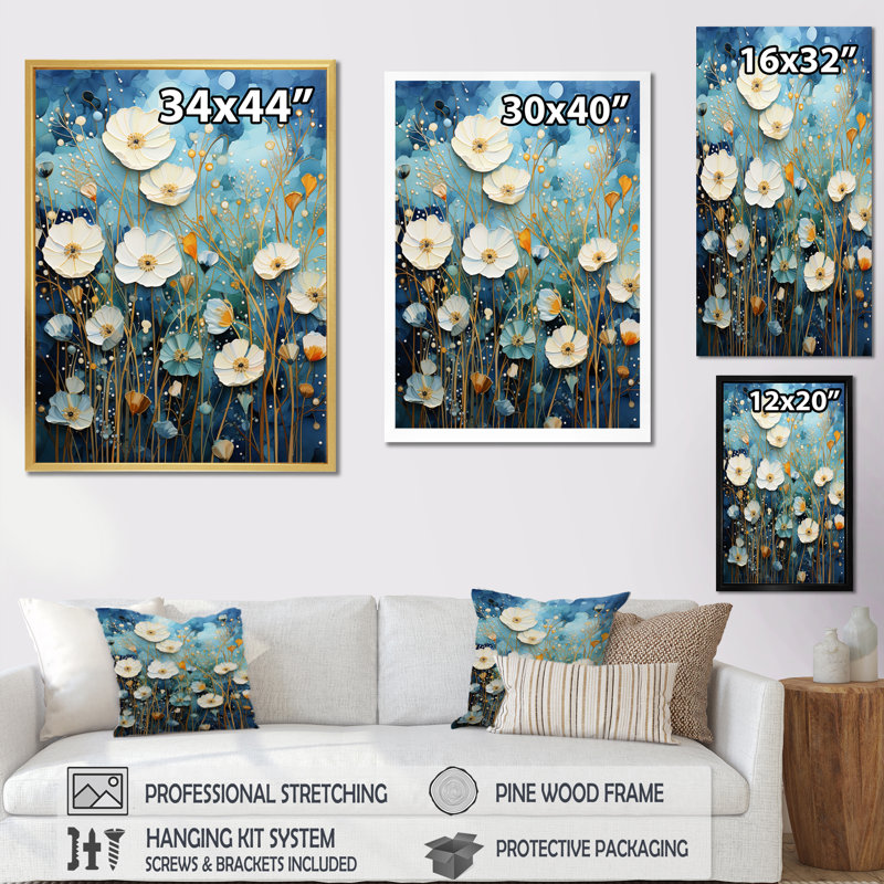 Blue Tranquil Gardens II - reproduction, H 20 po x l 12 po x P 1 po, Cadre simple blanc