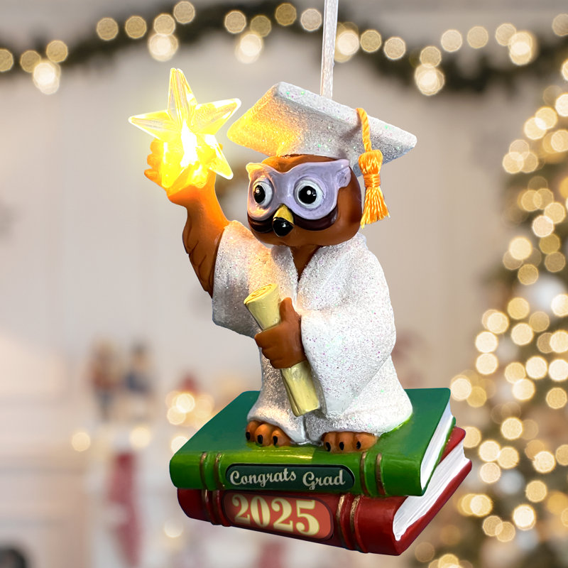 Ornement en forme d'arbre de Noël de graduation 2025 avec souvenir étoile illuminée - Célébrer l'accomplissement