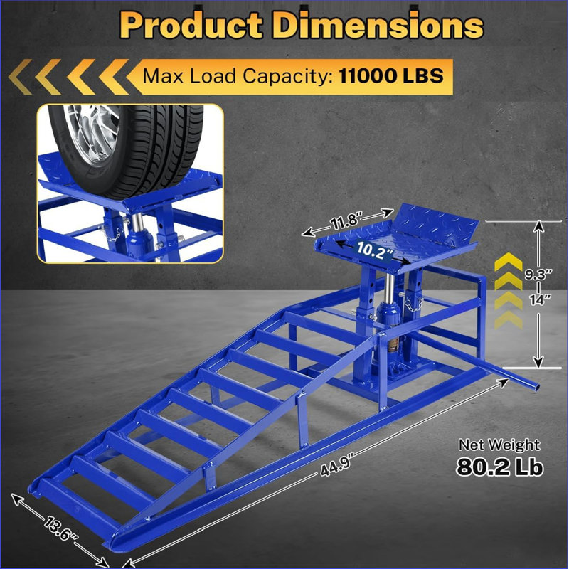 babevy Heavy Duty Car Ramps 2pcs - 5 Ton (11,000 Lbs) Capacity - Low ...