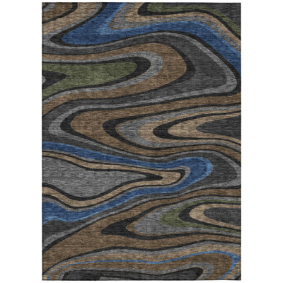 Machine Washable Indoor/Outdoor Chantille ACN2494 Abstract Rug